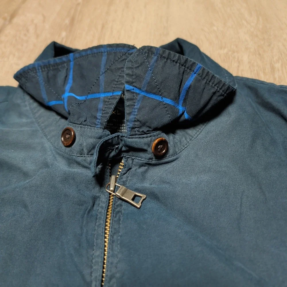 Vintage Nautica Navy Blue‎ Harrington Jacket Mens 2XL Plaid Lined Full Zip Light